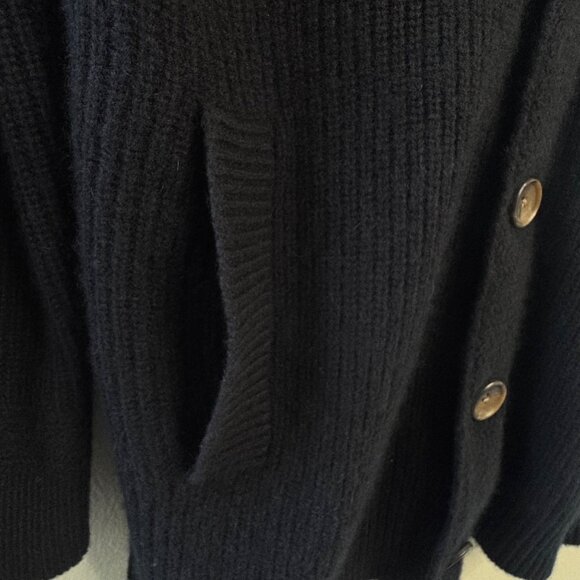 NAKED CASHMERE Samuel Ribbed Shawl Collar Cardigan Mens Large L Black Sweater - Picture 6 of 11